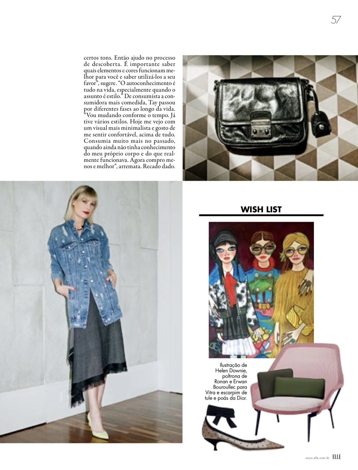 Pagina da revista elle brasil coluna fashionista com Tay Borges